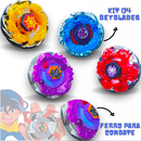 Kit 4 Beyblade Metal Com Led 5D + 2 Lançadores + Arena Para Combate