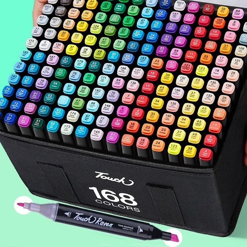 Kit de Canetas Marcadoras de Cabeça Dupla – 36/60/80/100/120/168 Peças