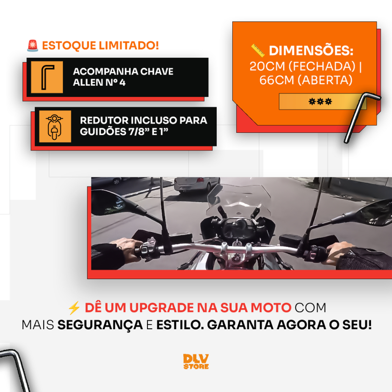 Antena Corta Pipa Moto Retrátil Anti Cerol Aço Inox Guidão