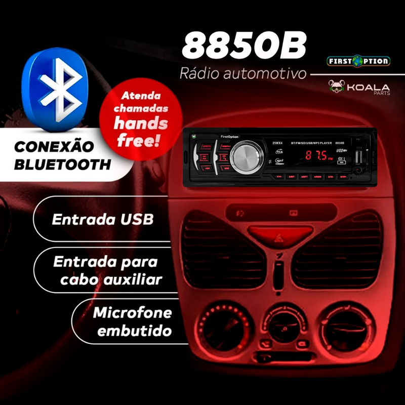 Rádio Som Automotivo MP3 C/ Bluetooth USB Aux Pen Drive