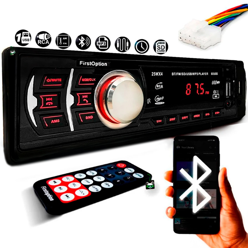 Rádio Som Automotivo MP3 C/ Bluetooth USB Aux Pen Drive