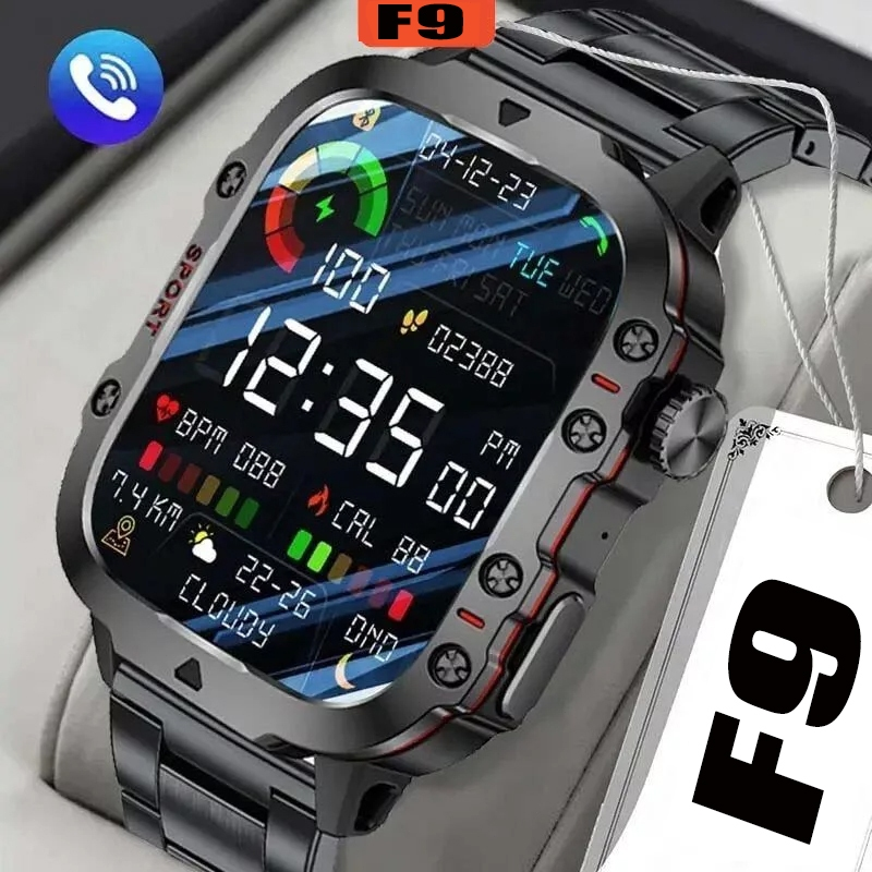Relógio inteligente F9 2025 com Bluetooth para chamadas, relógio esportivo e frequência cardíaca