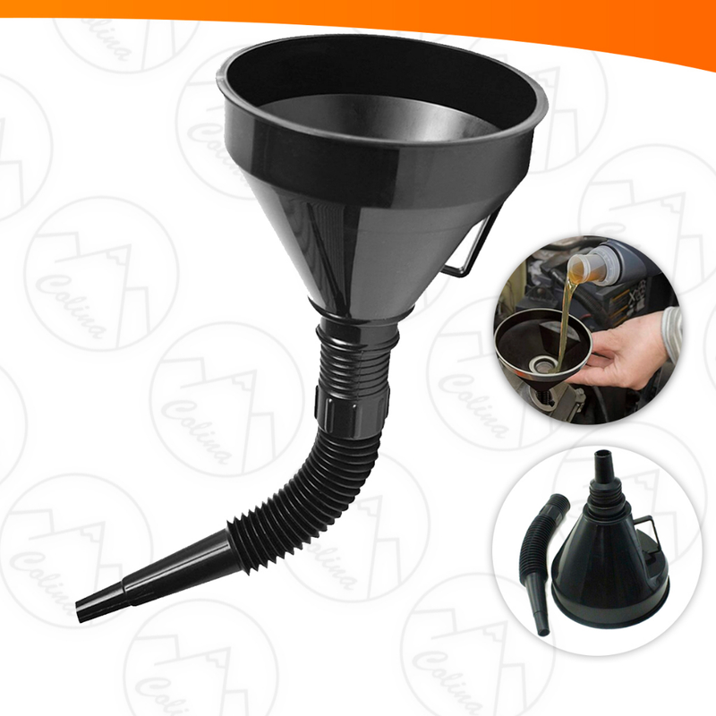 Kit Funil Flexível Plástico Sanfonado Óleo Motos Carros Gasolina Combustível Álcool
