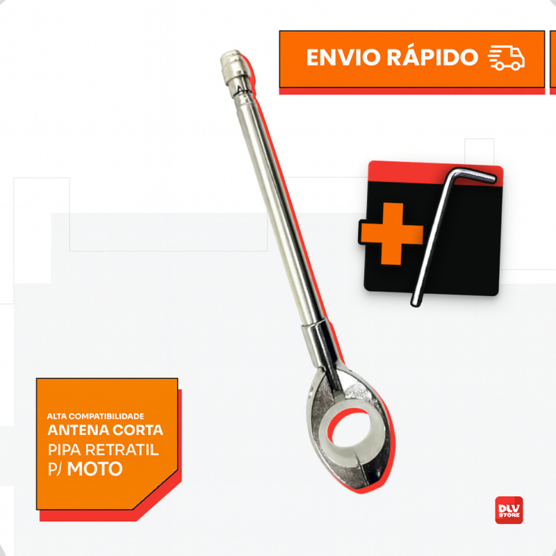 Antena Corta Pipa Moto Retrátil Anti Cerol Aço Inox Guidão