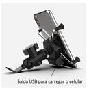 Suporte Garra Para Celular Moto Universal Com Carregador Usb