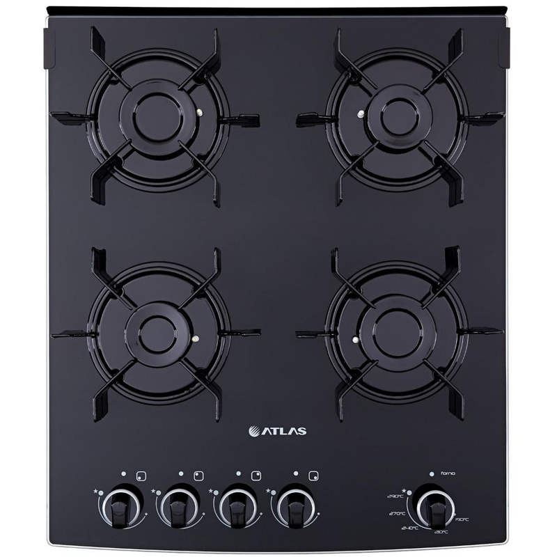 Fogão Atlas 4 Bocas preto Atenas Glass com Acendimento automático - Bivolt