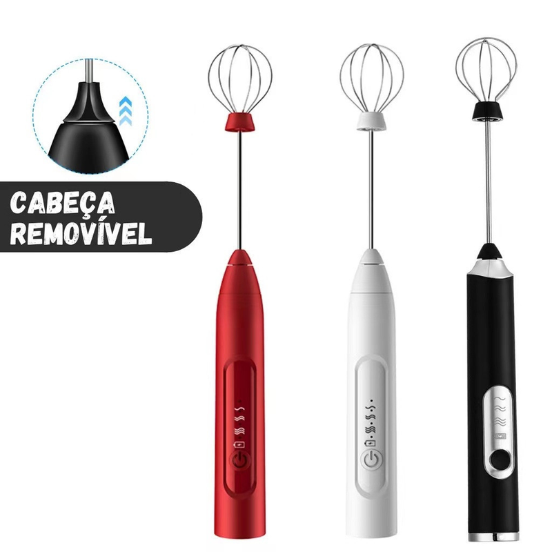 Batedor Misturador Mixer Elétrico para Bebidas Leite Café Clara de Ovo 2 em 1