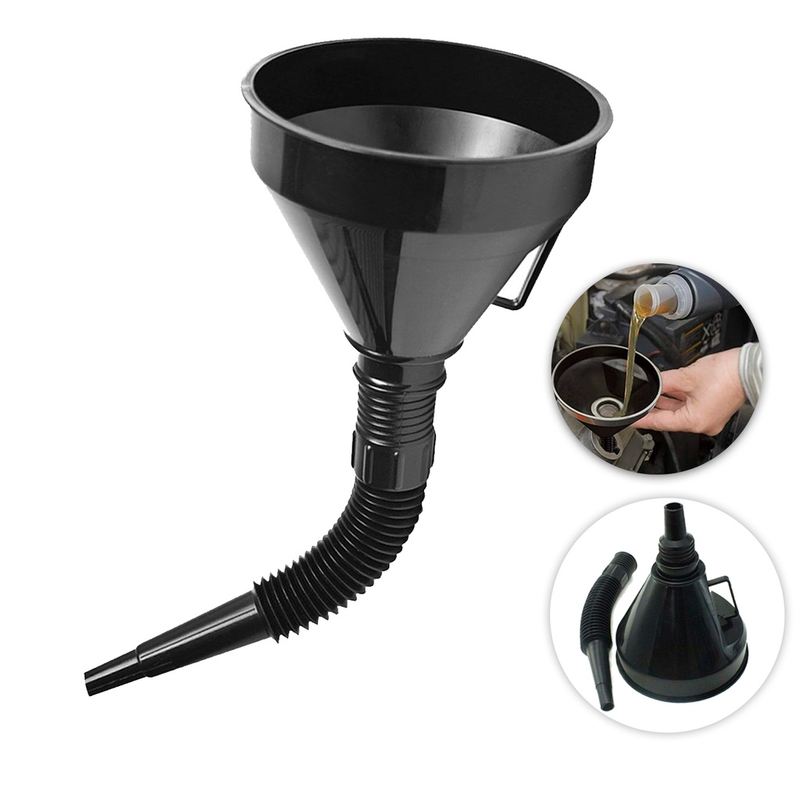 Kit Funil Flexível Plástico Sanfonado Óleo Motos Carros Gasolina Combustível Álcool