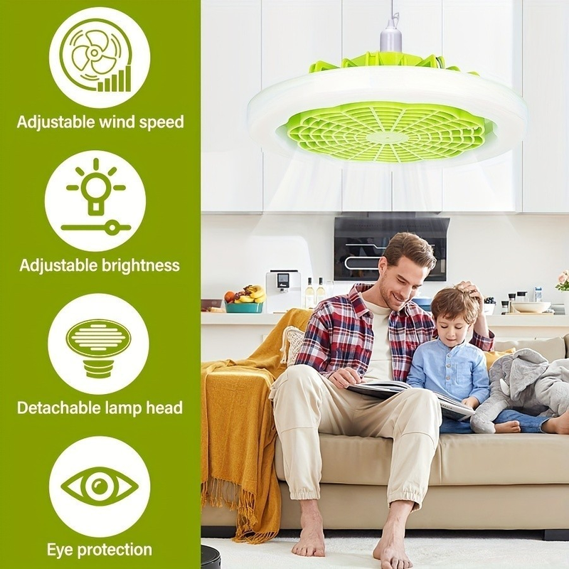 Ventilador De Teto Fechado Com Luz , Conjunto De mini Lâmpada De 10,2 Polegadas , Branca 30W, Resfriamento