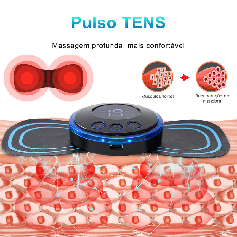 KIT Mini Massageador EMS Cervical Estimulador Elétrico De Pescoço Portátil Para Alívio Da Dor Muscular