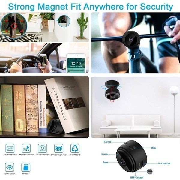 Kit 1/2/3/4 Câmeras A9 HD Mini com visão noturna Wifi Câmera 1080P Vigilância