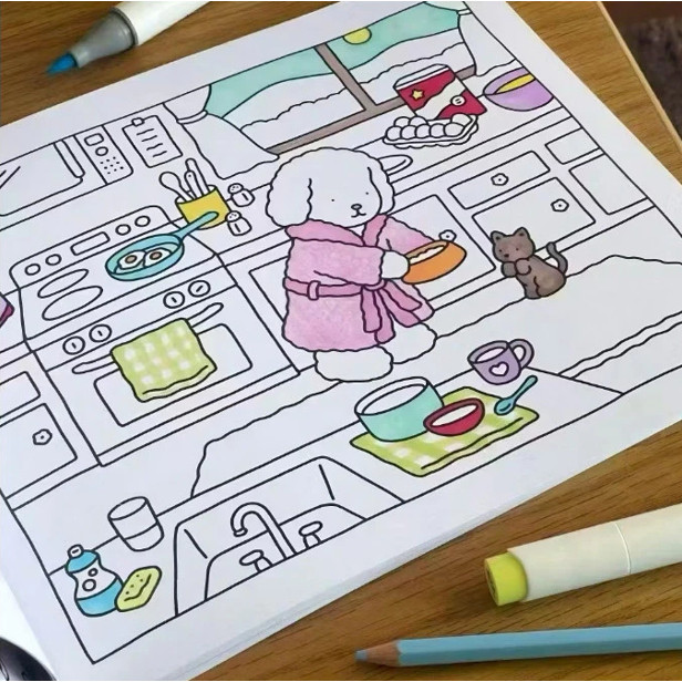 Livro De Colorir Capa Dura Caderno de Desenho 50 Páginas