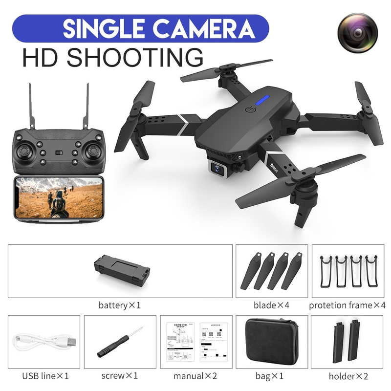 Drone E88 Pro – HD Câmera Dupla, WiFi FPV, Altura Fixa e Voo Estável